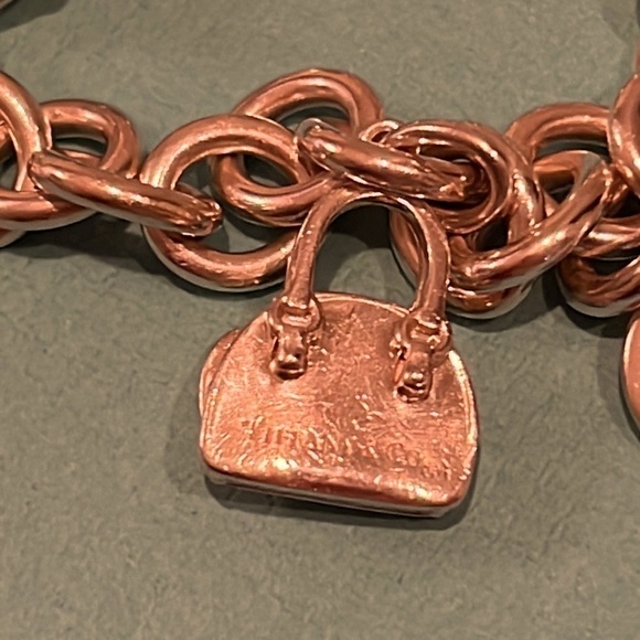 Tiffany & Co. Charm Heart Bracelet w/ Etoile Pink Sapphire & Blue Heart Purse - Picture 14 of 14